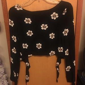Black Shirt with Floral Patterns